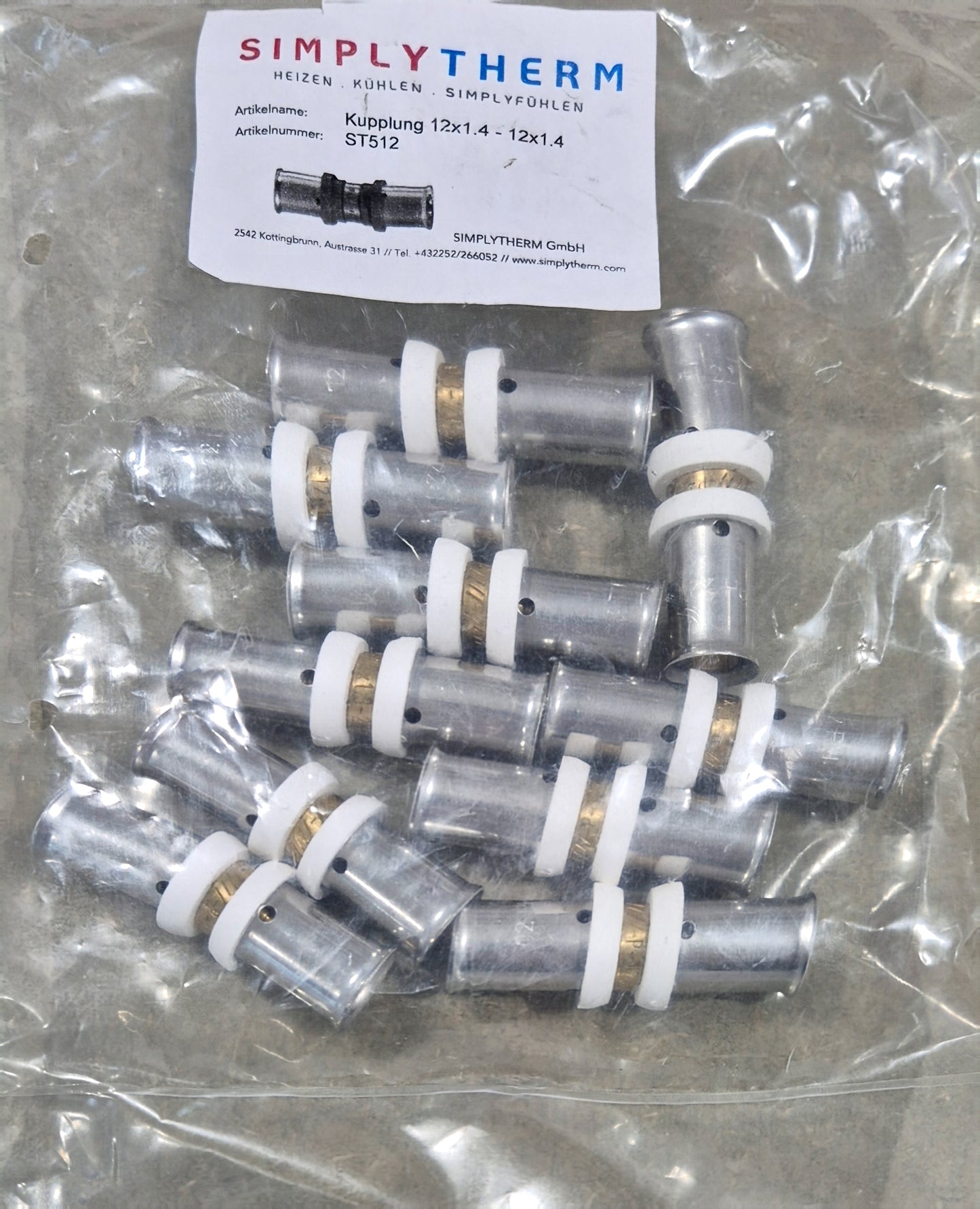 Pressfitting-Kupplung 12 x 1,4 mm für 12mm MV-Rohr