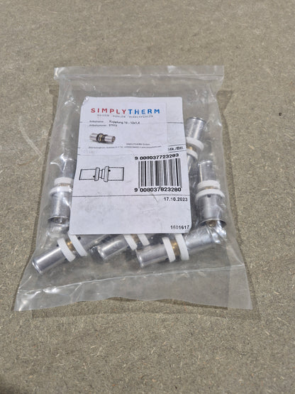 Pressfitting-Kupplung 12 auf 16 x 2 mm für 12mm auf 16mm MV-Rohr